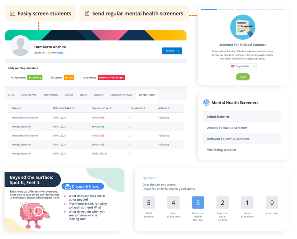 Screenshot of Satchel Pulse's Mental Health product interface.