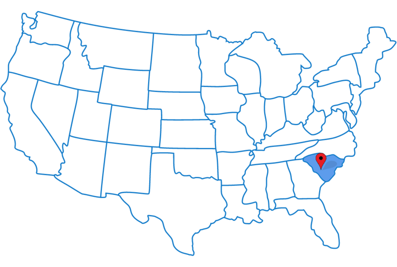 Image highlighting the state of South Carolina