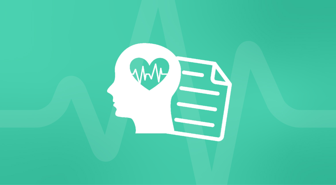 An abstract graphic of a student and a document to show school mental health policy