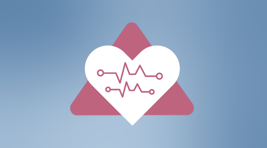 Picture of a heart with red pulse rate