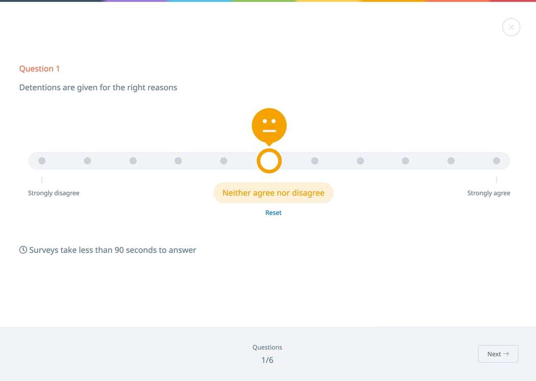 Satchel Pulse Wellbeing Tracker survey sliders