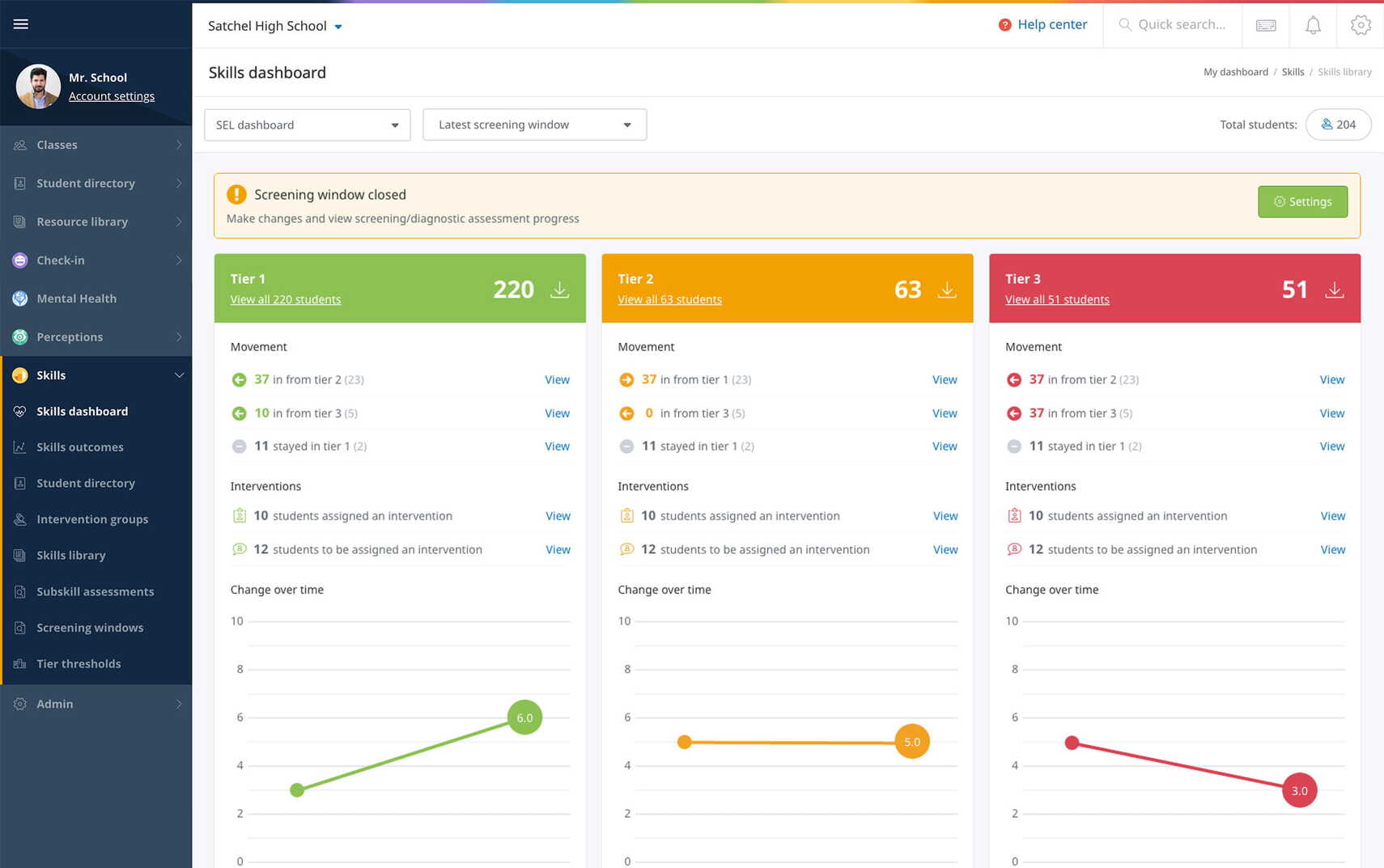 Skills product screen