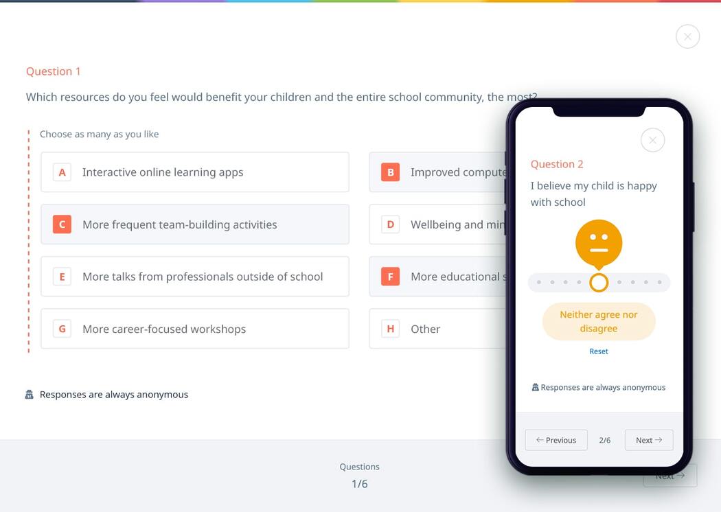 Satchel Pulse parent survey responses about school wellbeing