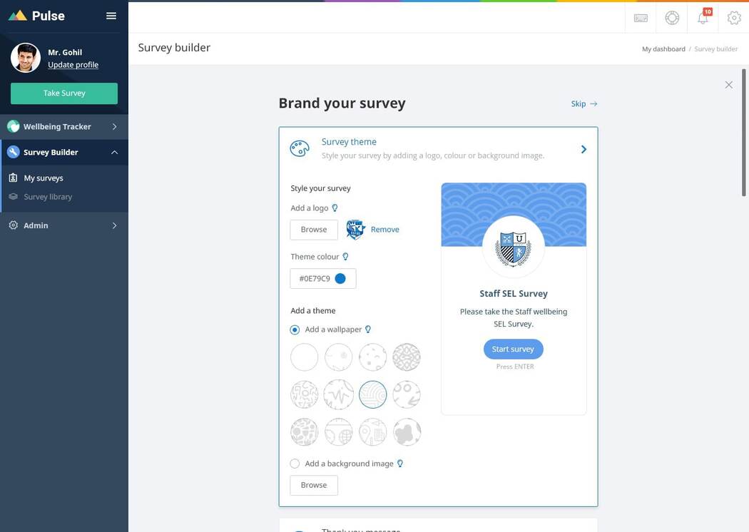 Satchel Pulse create surveys as a teacher